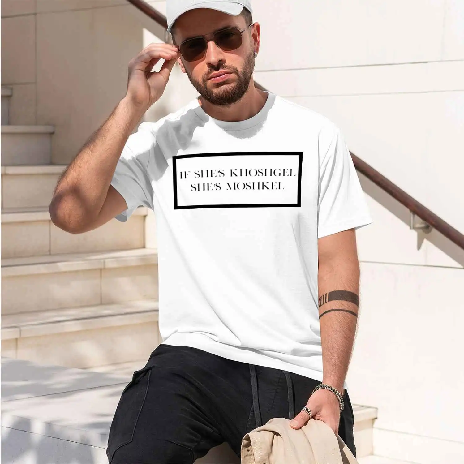 Фото If She's Khoshgel She's Moshkel Persian Sticker 2026 Новая модель мужской футболки с короткими рукавами и круглым вырезом, классическая повседневная футболка, несколько цветов №2