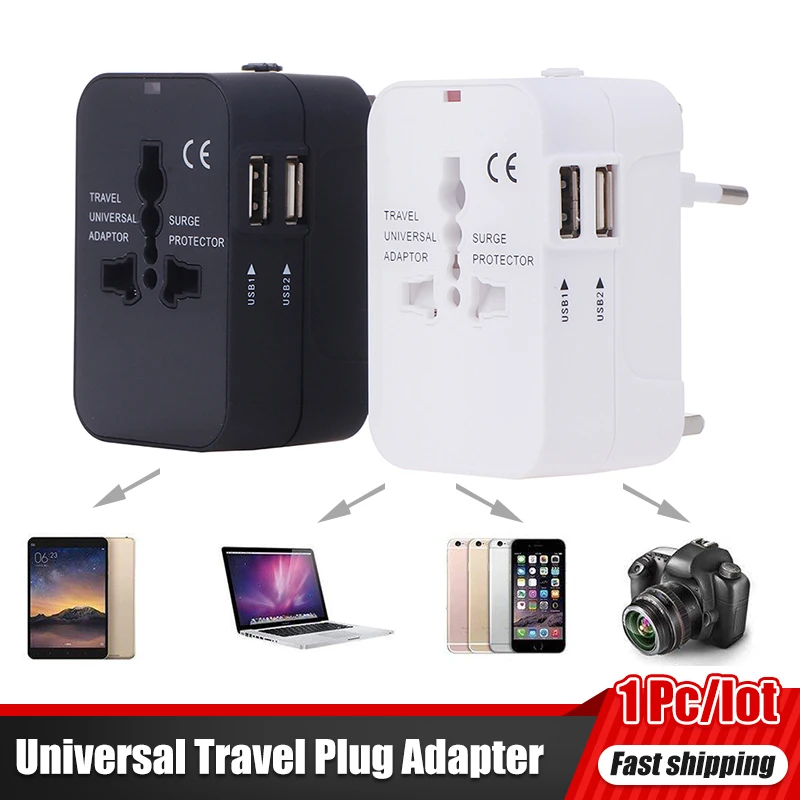 

Universal Travel Plug Adapter 2 USB Port World Travel AC Power Charger Adapter AU US UK EU Converter Adapter USB Charger