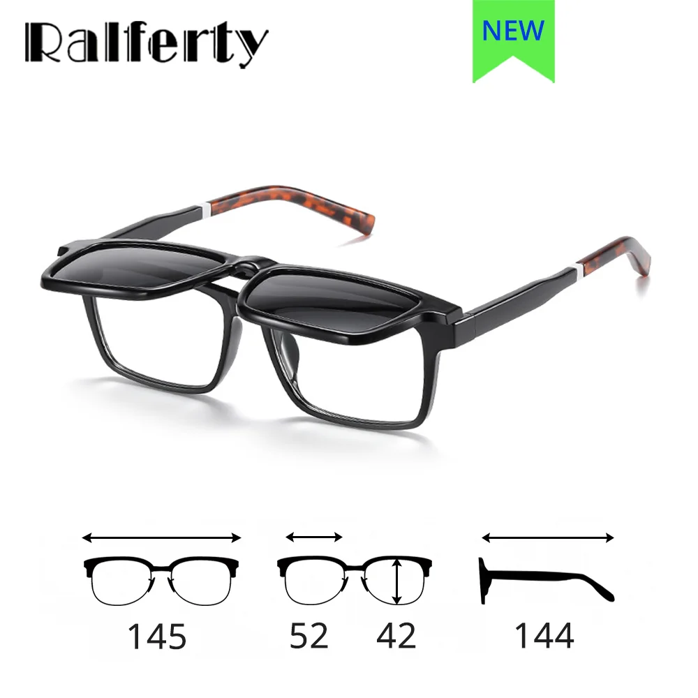 Ralferty Ultra-light Clip On Glasses Men Magnetic Sunglasses Male Flip Up Sunglass Rectangle Driver Shades For Man Optic Frames