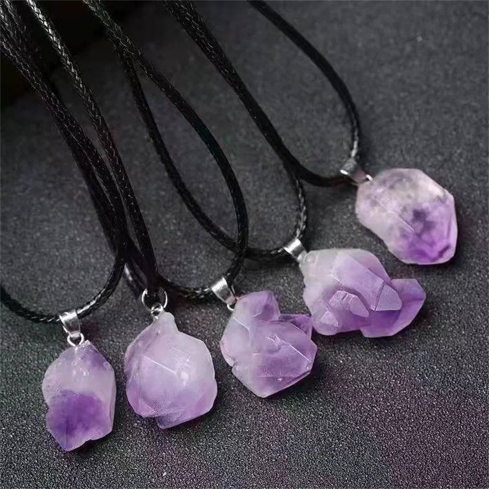 

Natural Brazilian Amethyst Raw Stone Cluster Pendant Necklace Craft Birthday Gift Reiki Healing3pcs