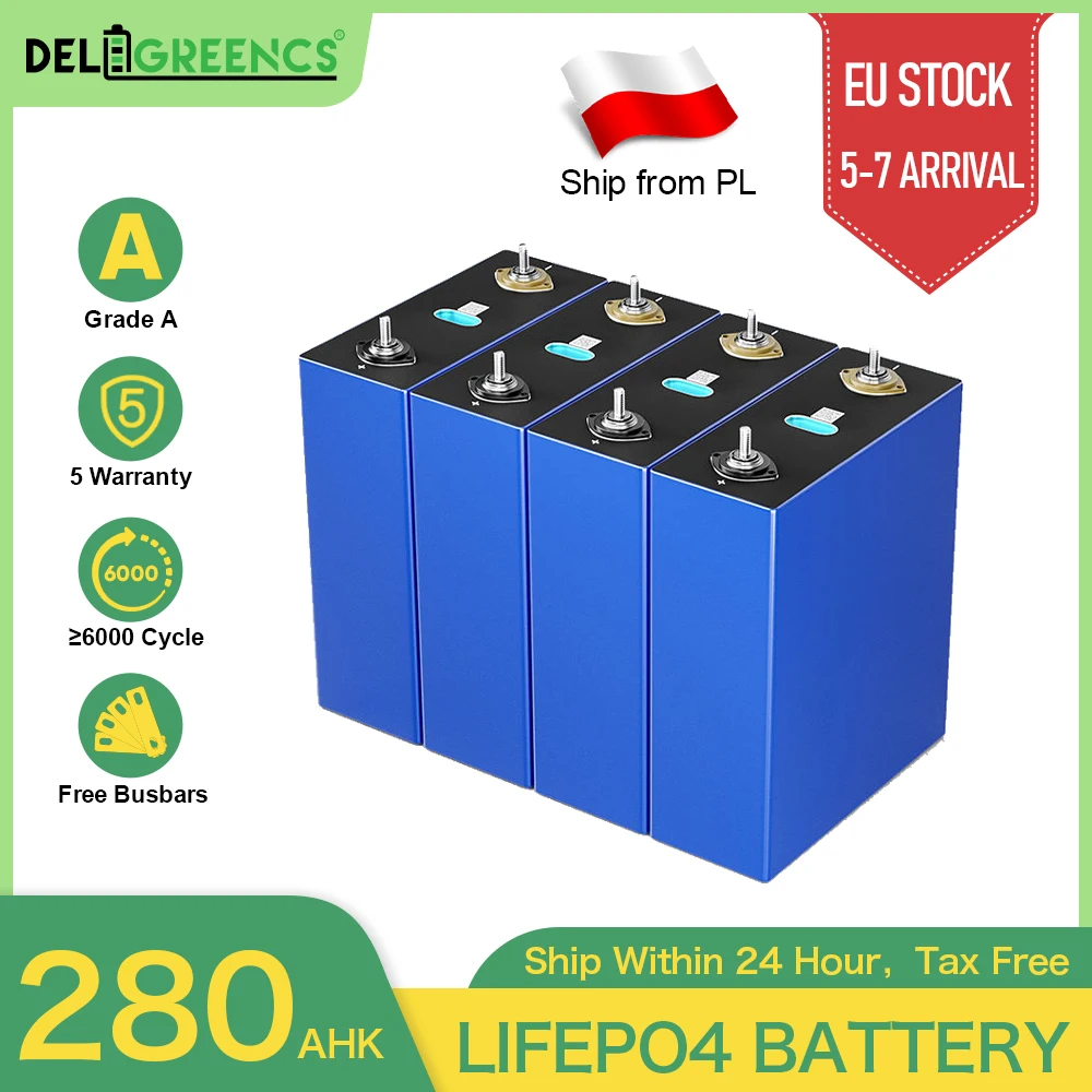 

Аккумуляторная батарея класса А Lifepo4 280AH Lifepo4, аккумуляторная батарея Lifepo4 12В 24В 48В, со склада в ЕС, 6000 циклов, бесплатная доставка