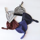 Регулируемая детская шапка унисекс в полоску, однотонная Милая шапка, мягкие регулируемые шапочки, реквизит для фотосъемки для новорожденных девочек 0-6 месяцев