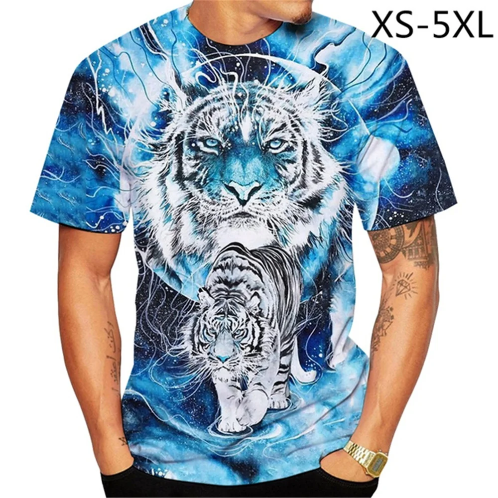 

Men Unisex Cool T-shirt 3D Tshirt Print Tiger Short Sleeve Summer Tops Tees Teen Graphic Tee Cute Shirt Funny Gifts