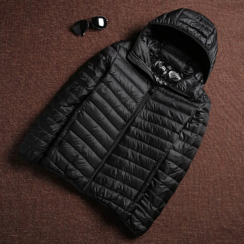 Autumn Winter Fashion Brand Ultra Light Duck Down Jacket Mens Korean Streetwear Feather Coat Hooded Down Jacket Warm Men Clothes