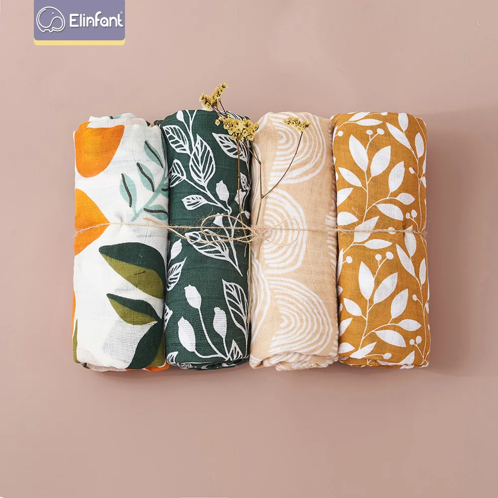 Popular Digital Print Bamboo Cotton Muslin Swaddle Blankets 