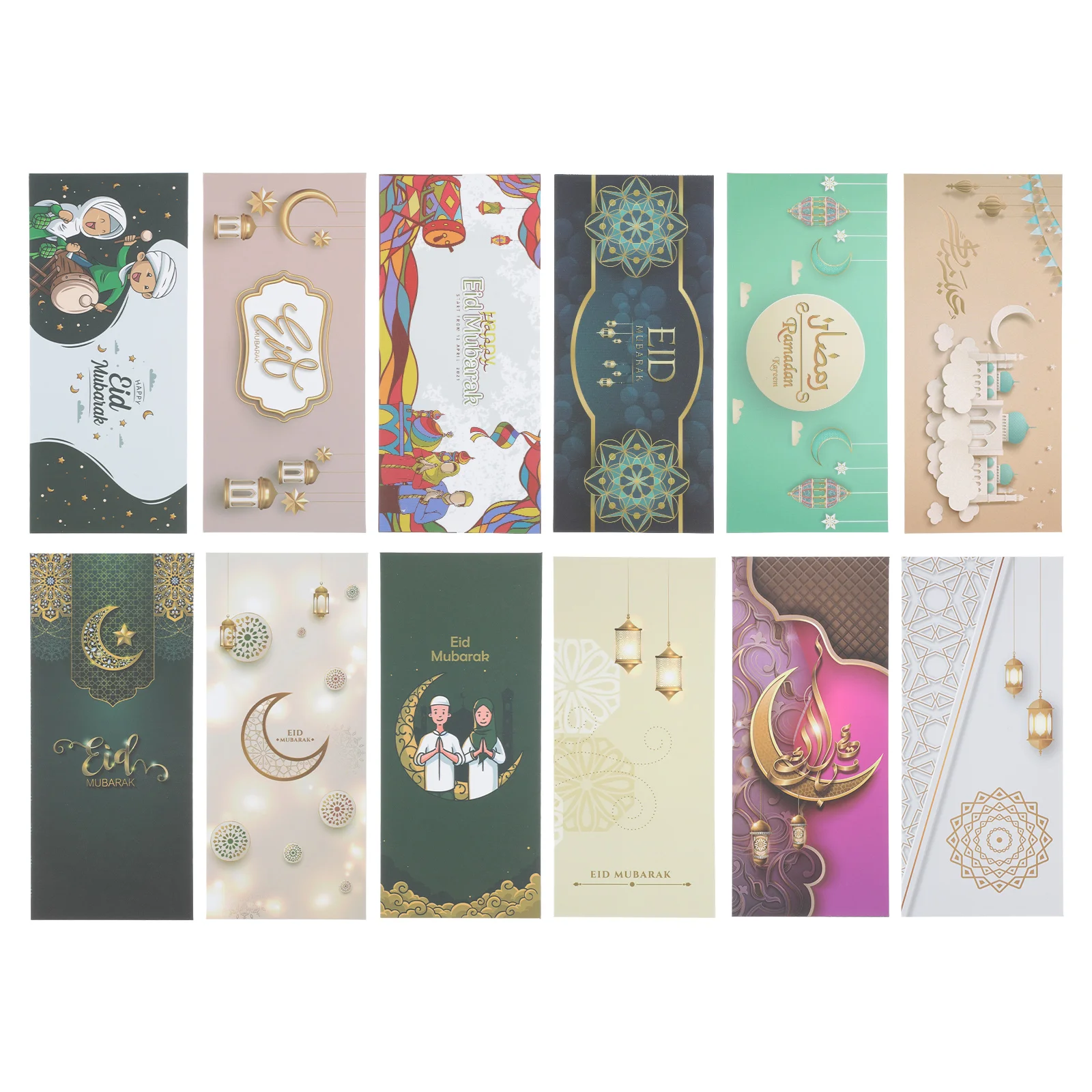 

12 Pcs Red Envelopes Eid Festival Moon Gifts Ramadan Mubarak Decorations Multipurpose Mubarak Money Cards Paper Muslim Envelope
