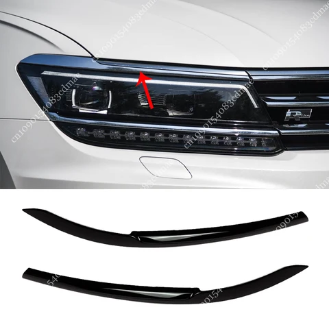 Для Volkswagen Tiguan MK2 Rline 2017-2021 передний бампер фары для бровей противотуманная фара полоса для век тюнинг ABS черный декоративный