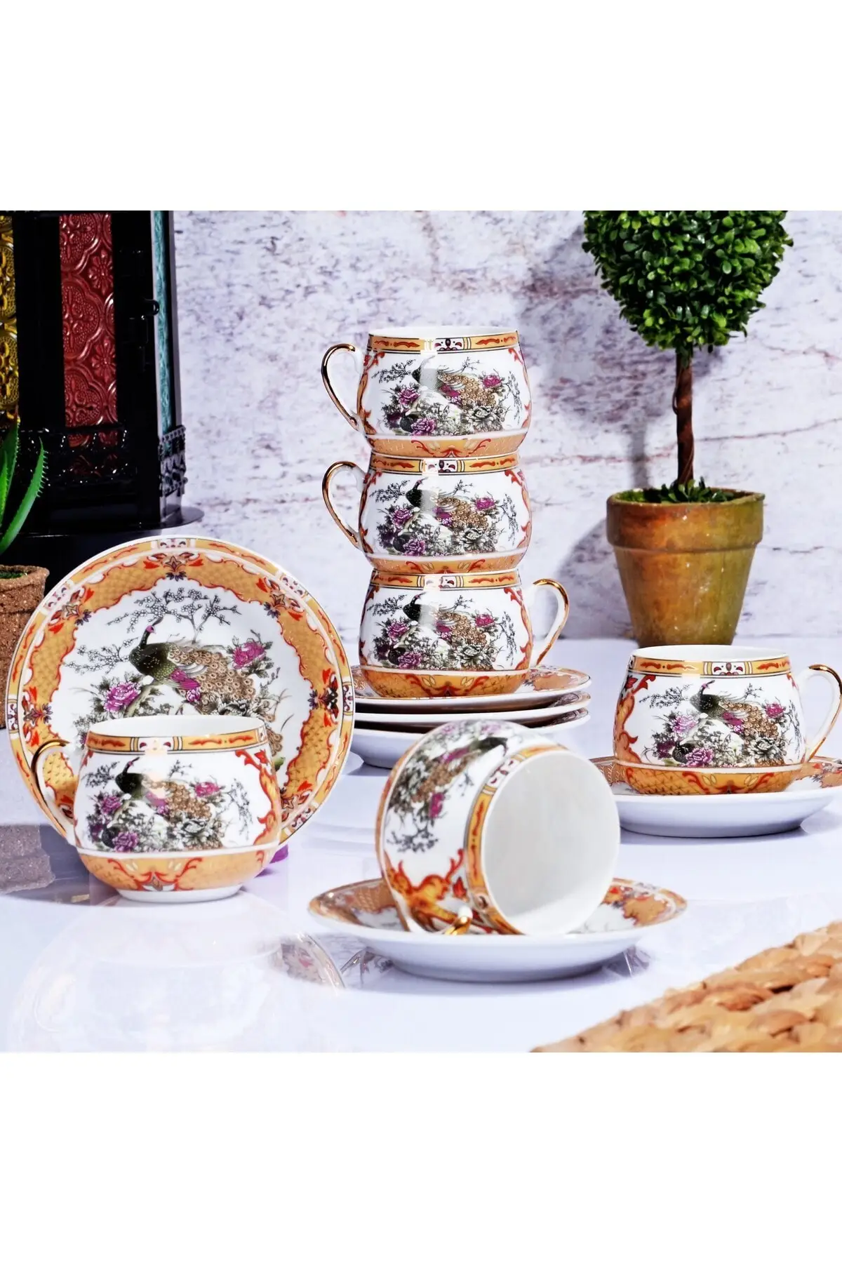 

Amazing Turkish Greek Arabic Coffee & Espresso Cup Set White Porcelain 6 Psc. Sweet Cup Set GSA-52