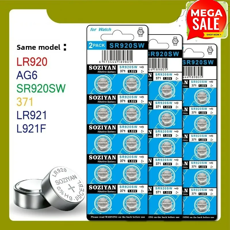 Новые 10-50 шт. батареек SR920SW 30 мАч 1,55 В для кварцевых часов Casio CK, Tianwang и Armani, универсальные AG6 LR920 (art.: 3920dcdbf0e5d) - 3920dcdbf0e5d