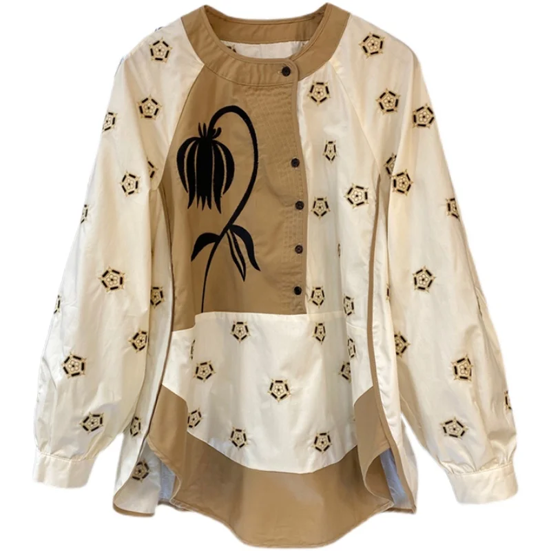

Mori Style Embroidery Flower Clothing 2022 Early Spring New Loose Design Niche Chinese Style Women's Clothing