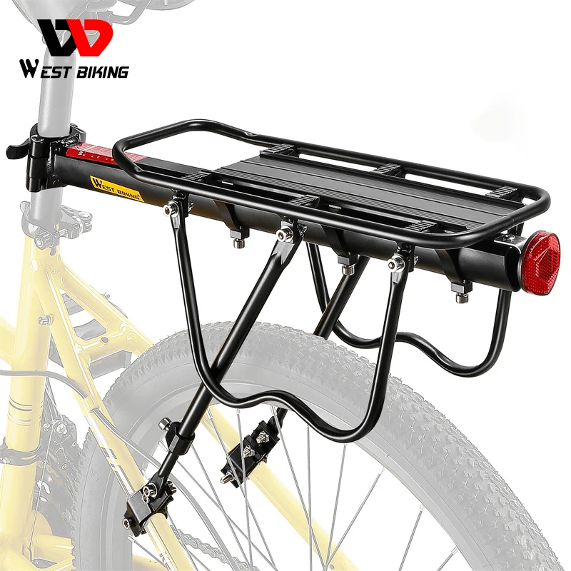 

WEST BIKING Универсальная регулируемая багажная стойка для велосипеда, багажник из алюминиевого сплава, детское сиденье с отражателем