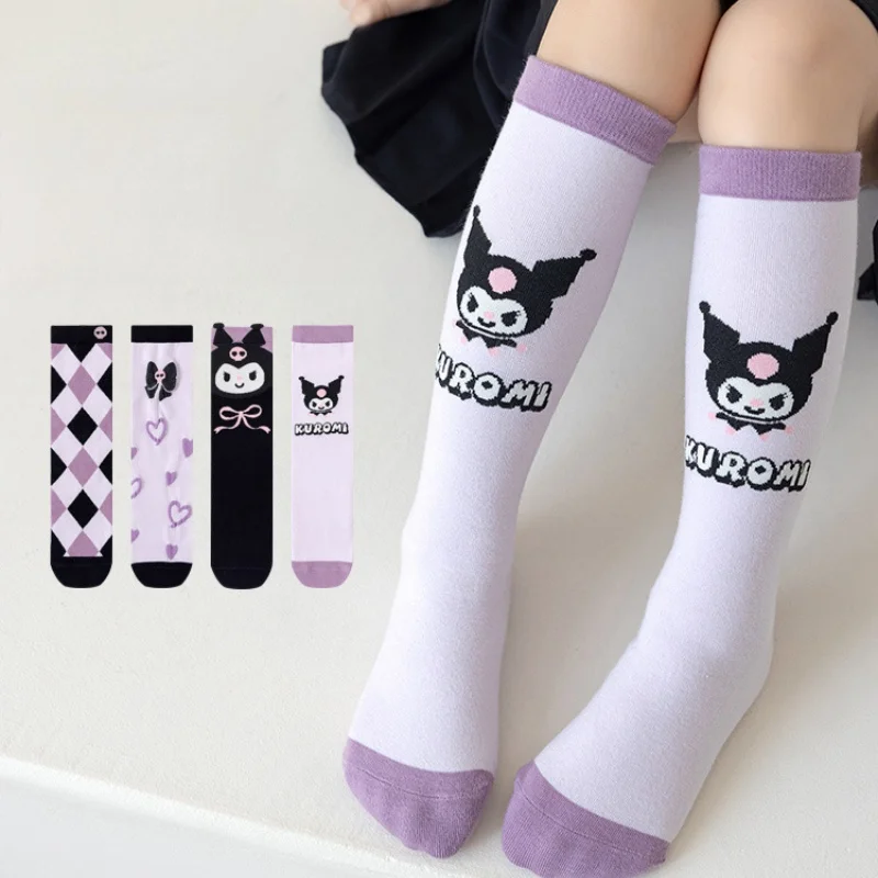 geometria dziewczyny śliczne Sanrio Kuromi fioletowe podkolanówki Kawaii Anime dzieci maluch środkowe prezent