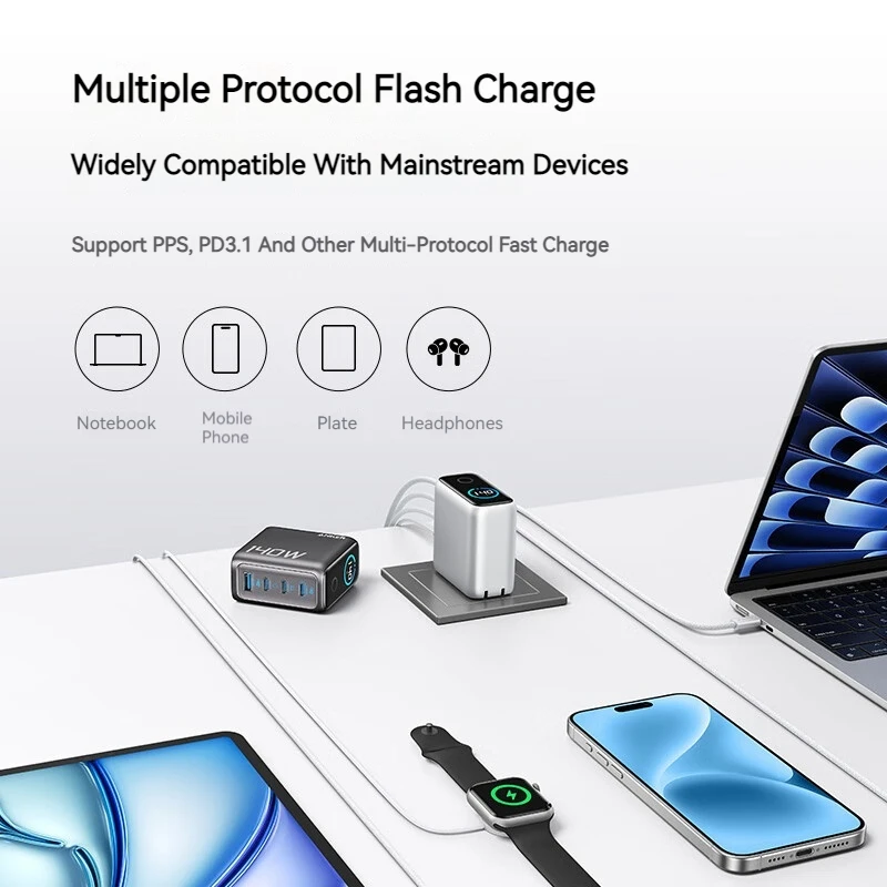 Anker ZOLO 140 Вт GaN 4 порта зарядное устройство PPS ноутбук для iPhone MacBook Pro Air iPad Galaxy S24 Dell XPS
