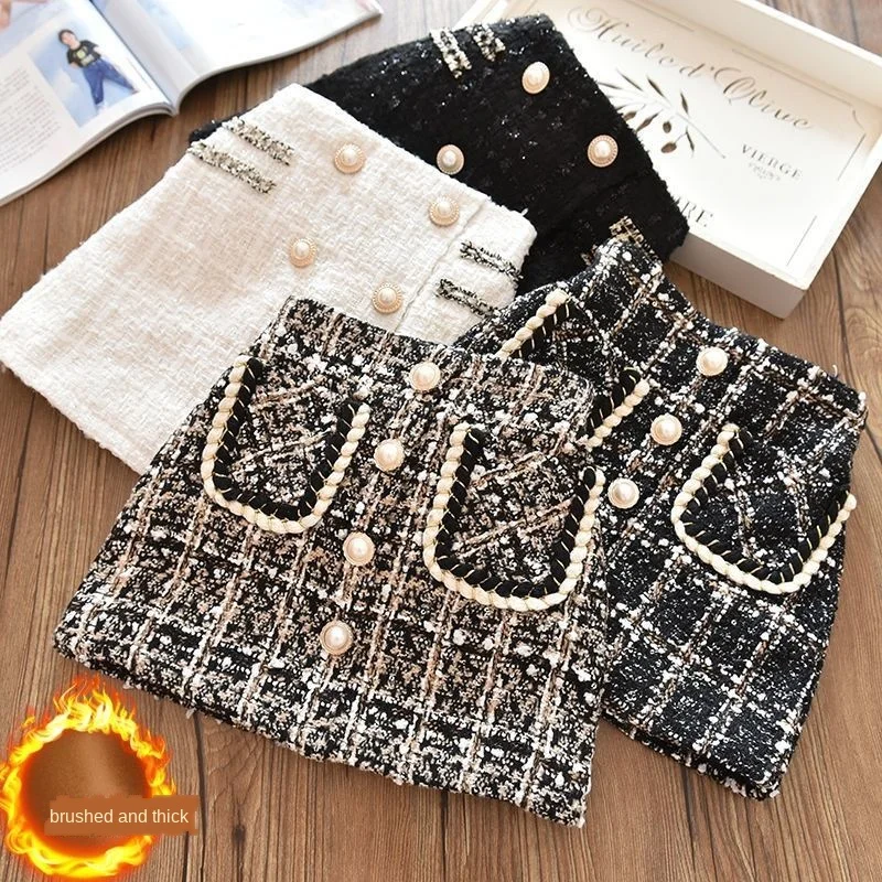 Осенне-зимняя юбка для девочек детская модная детские штаны бархатная Теплая с