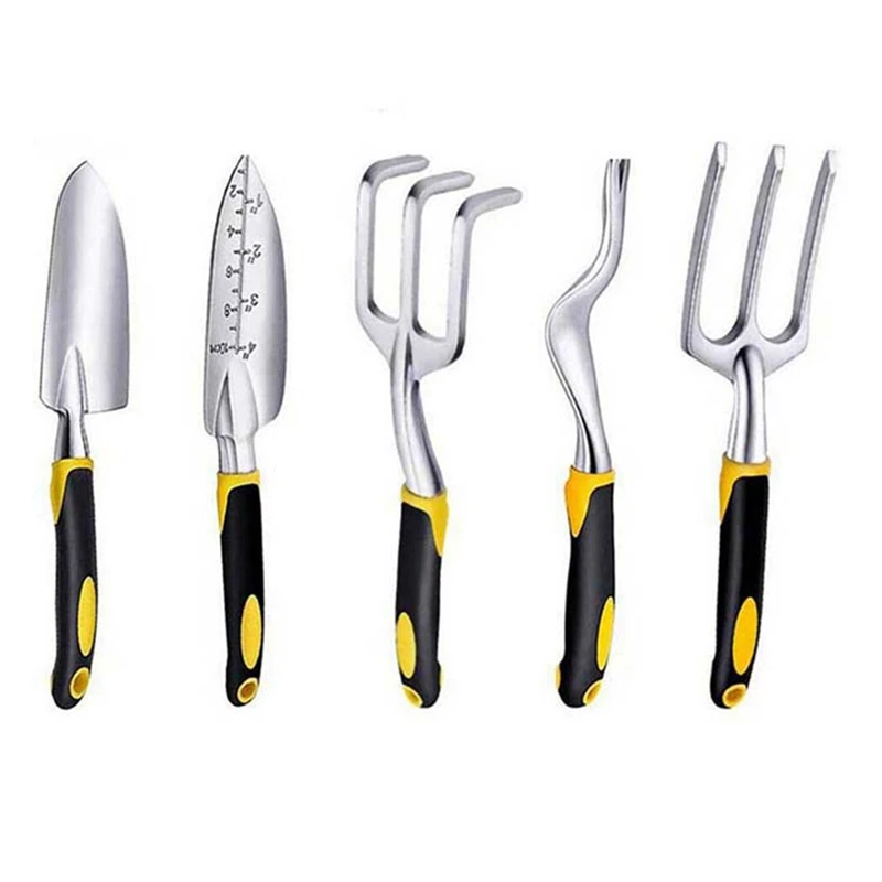 

1Set Garden Tool Hand Trowel,Rake,Cultivator, Yellow Garden Lawn Transplant Tool With Ergonomic Handle