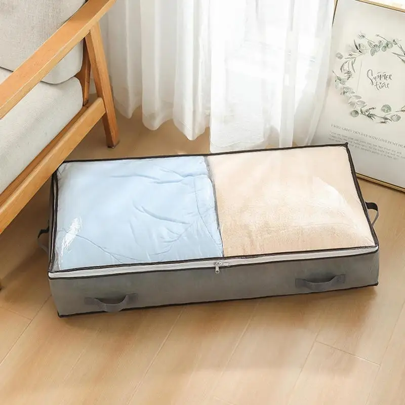 

Clothes Storag Large Capacity Nonwoven Storage Bins Organizer Dustproof Two-Way Zipper Foldable Under Bed Storage Containers