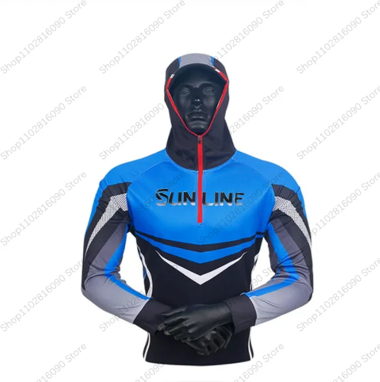 

Comfortable Ventilation Printing SUNLINE Fishing Shirts Sublimation Hoodie Jerseys Men's Anti-UV With Zipper Fishing Clothing