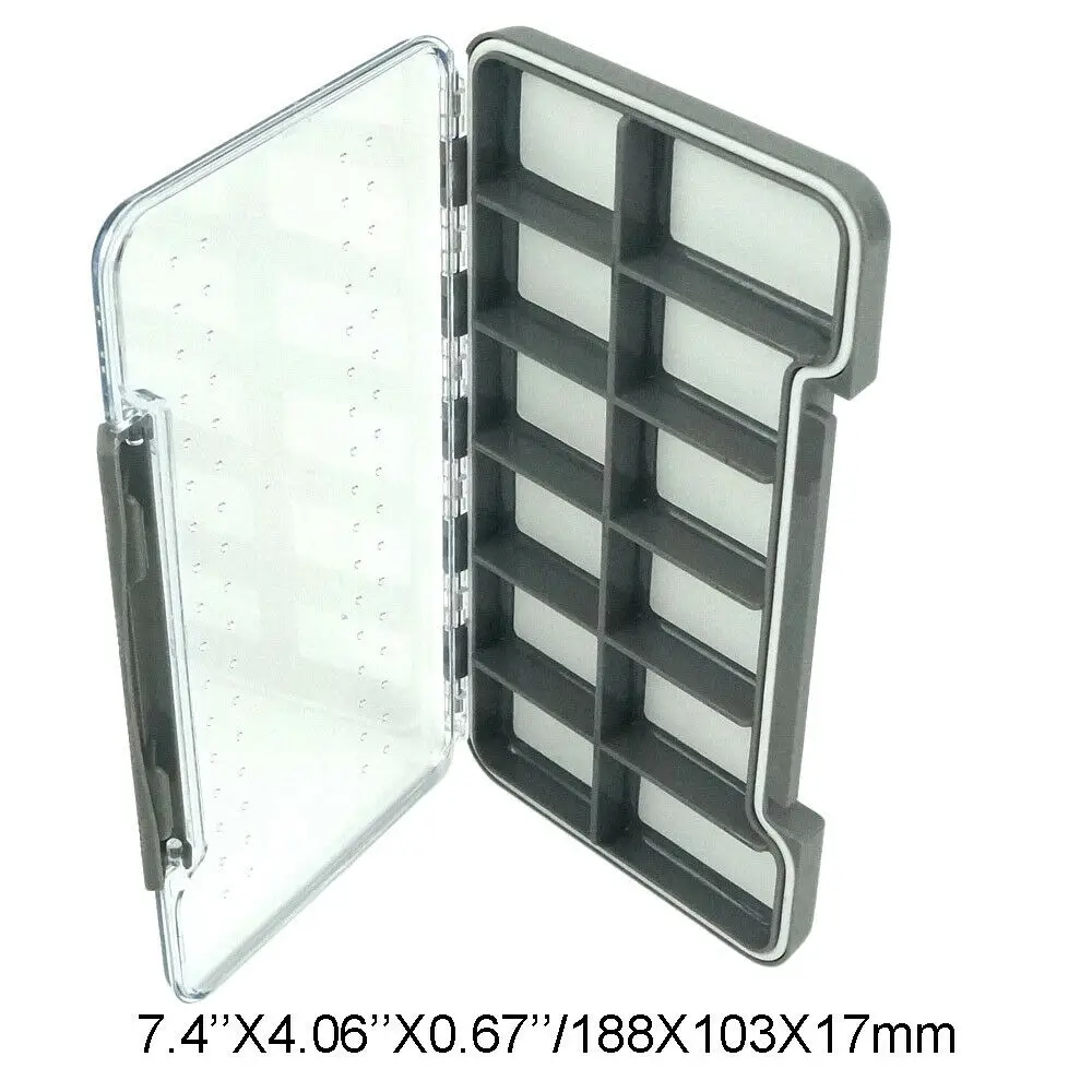 

100% водонепроницаемая тонкая коробка для мушек с отделениями из вспененного материала на 12 магнитных отсеков L