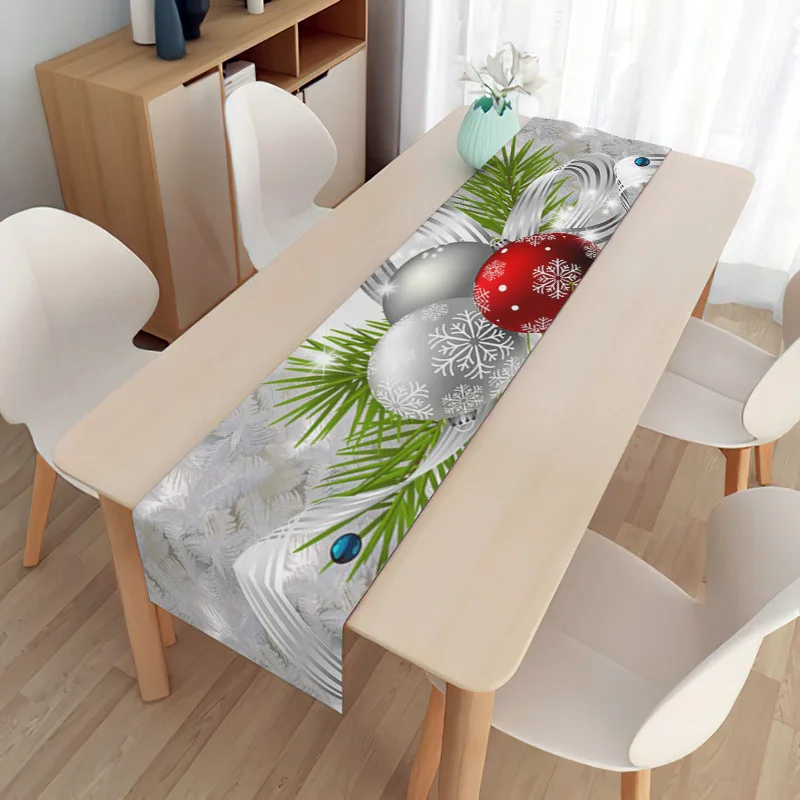 

Christmas Table Runner Snowflake Elk Snowman Printed Tablecloth New Year's Banquet Holiday Party Decoration Gifts Table Cloth