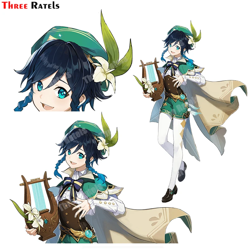 

Персонализированные креативные наклейки три Ratels B45 Venti Of Genshin Impact с царапинами, окклюзий, царапинами, виниловые материалы для украшения «сде...