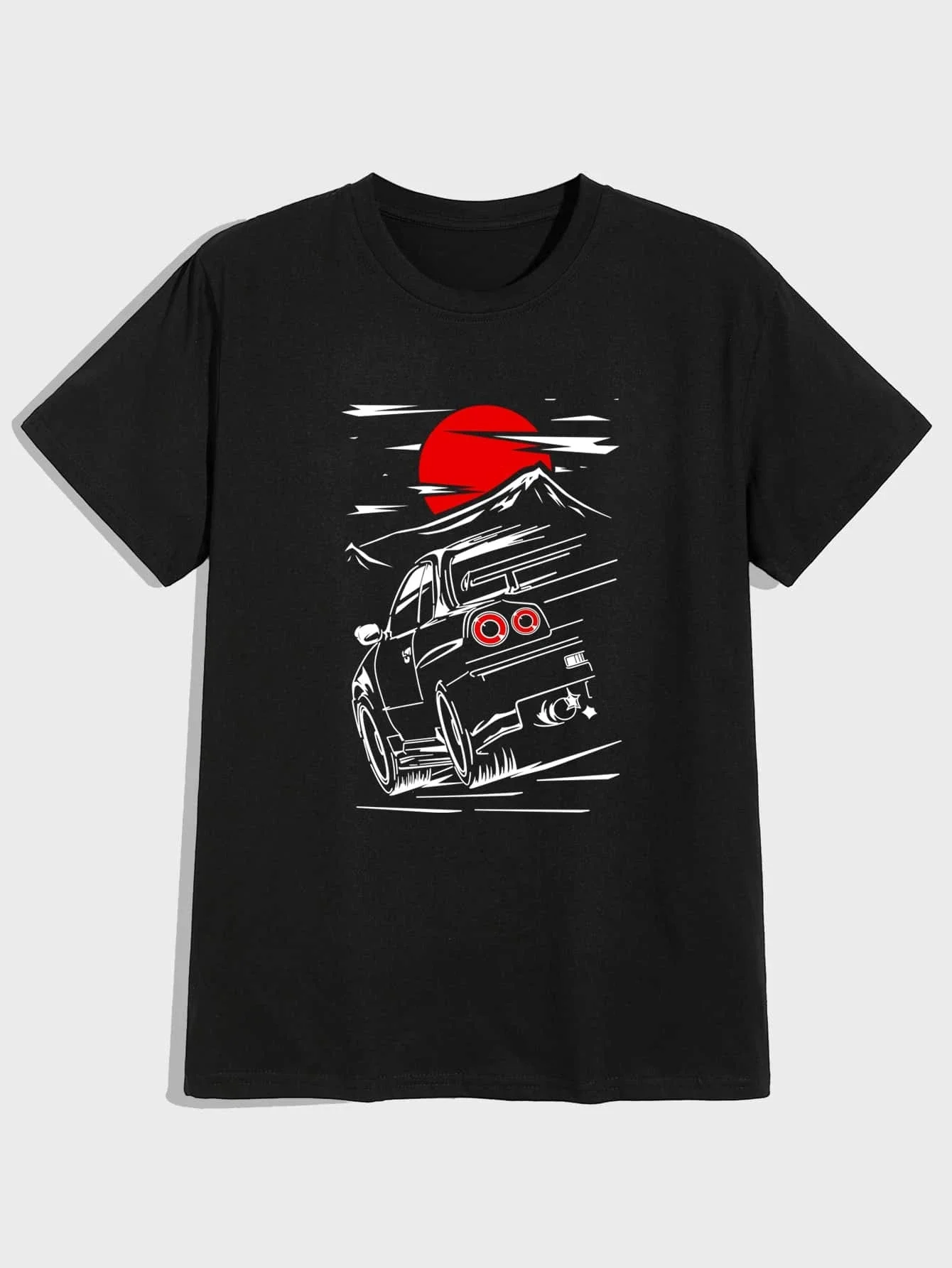 

ROMWE Guys Sun & Car Graphic Tee