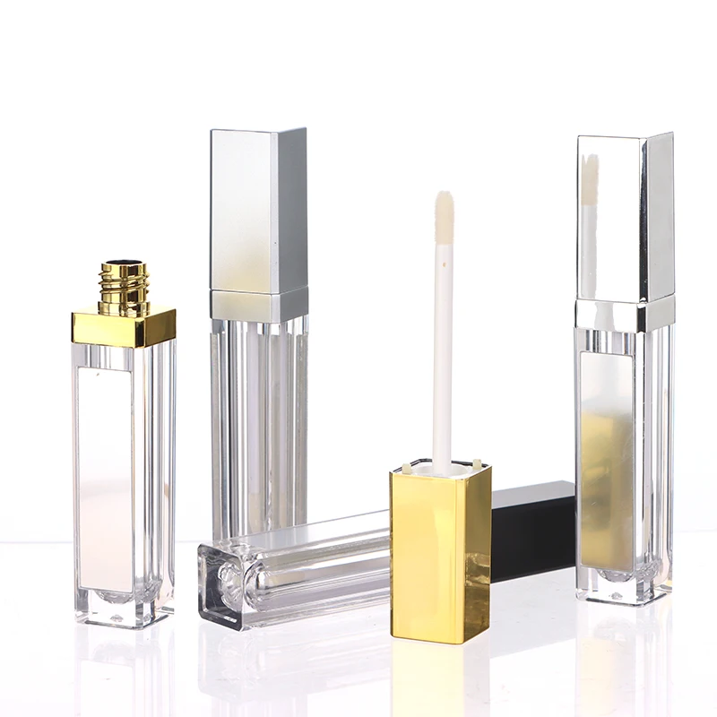 

Empty Makeup DIY Lip gloss bottle Black/silver Square Lip Gloss Tube with LED Light mirror Labial glair bottle 7ml