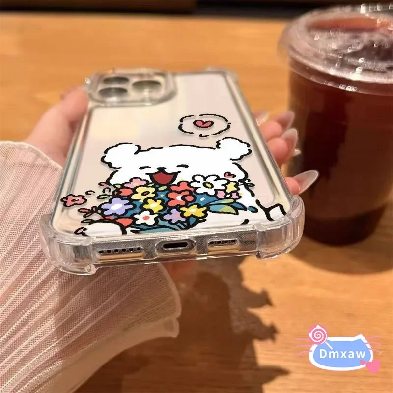 Для Vivo Y11 Y12 Y15 Y17 Y85 Y83 Y81 X21 UD Z1 V17 Pro Nex 3 Y97 X30 Чехол для телефона Puppy Holding Flowers Мягкий