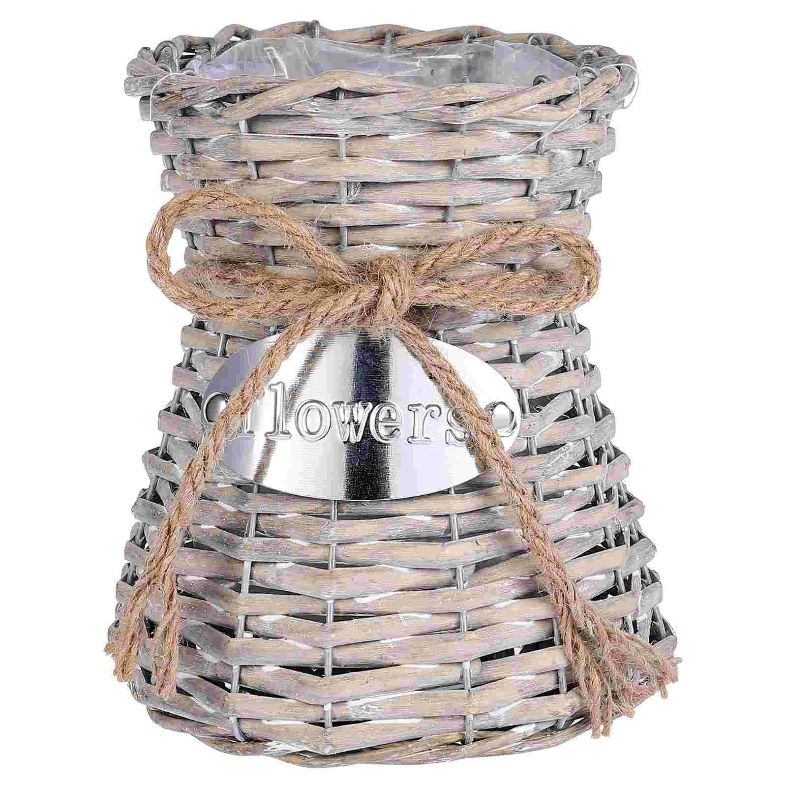 

Bucket Multipurpose Flower Pot Practical Woven Basket Novel Photo Prop Handmade Vase