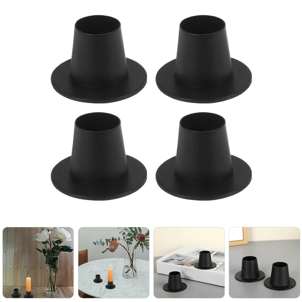 4 Pcs Decor Candlestick Holder Single-head Candlesticks Desktop Metal Stand Wedding Table Retro Taper Party Base