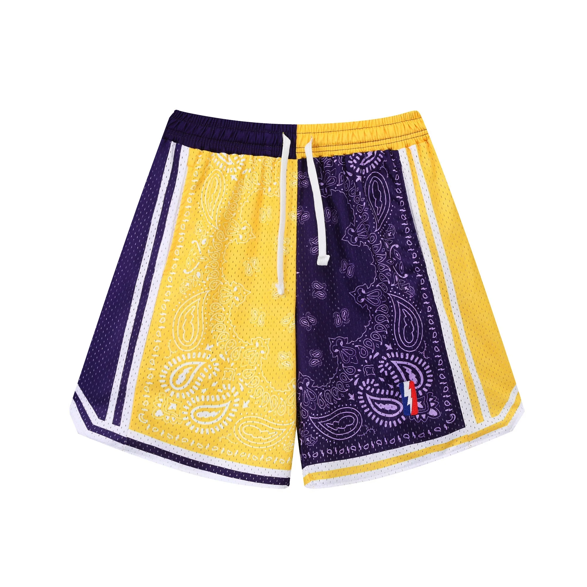 2023 New Basketball Shorts Outdoor Sports Fitness Beach Pants Spliced Printed Elastic Drawstring Waistband Training Ventilation