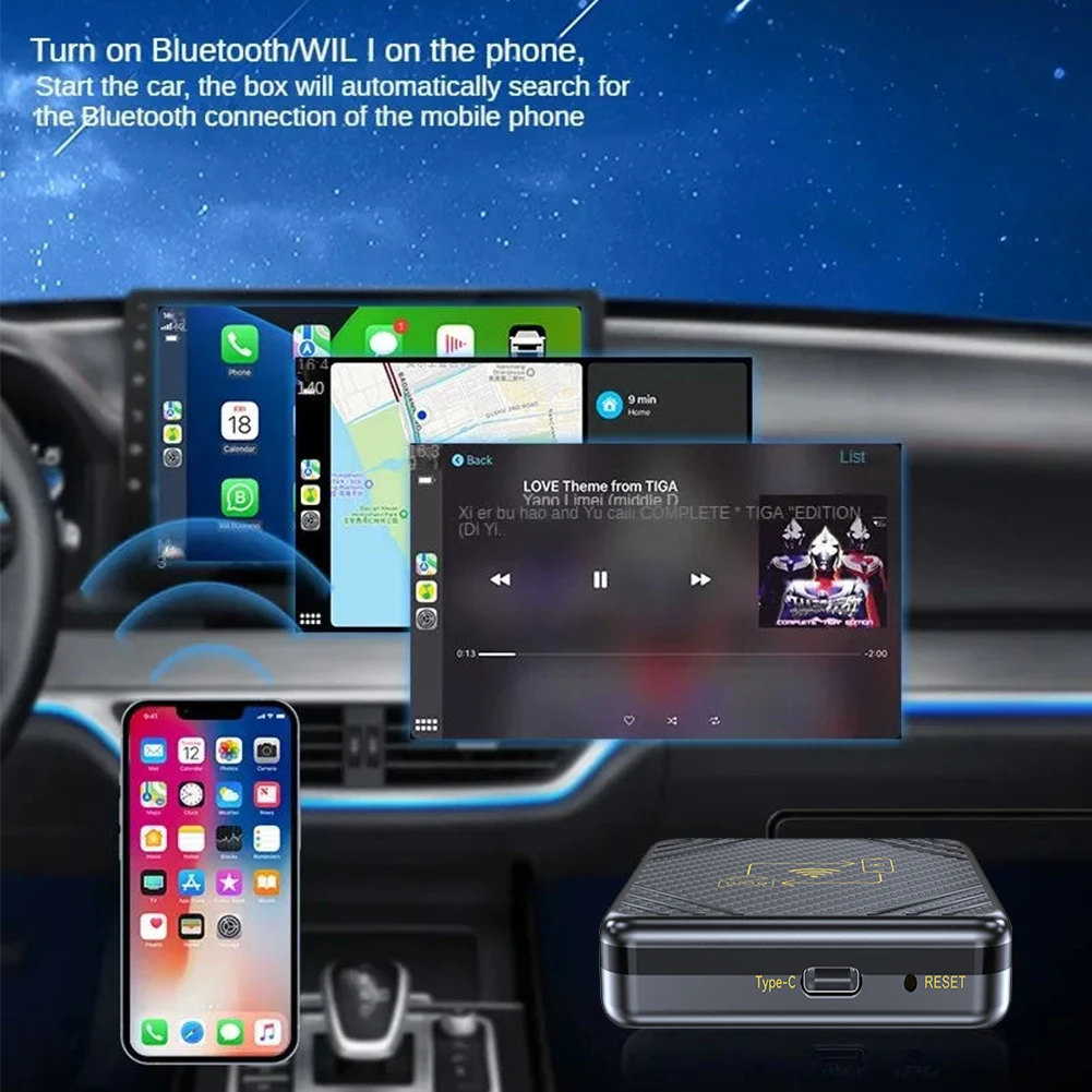 Беспроводной Автомобильный Комплект Carplay AI Box Mirrorlink Android С Голосовым Управлением