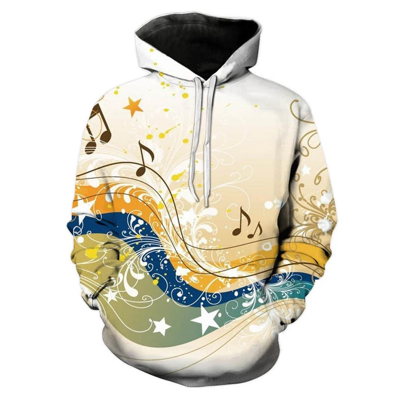 

2022 Music Notation 3D Print Men's Hoodie Sweatshirt Spring And Autumn Hooded Long Sleeve Jacket Trendy Hip Hop Rock Clothes