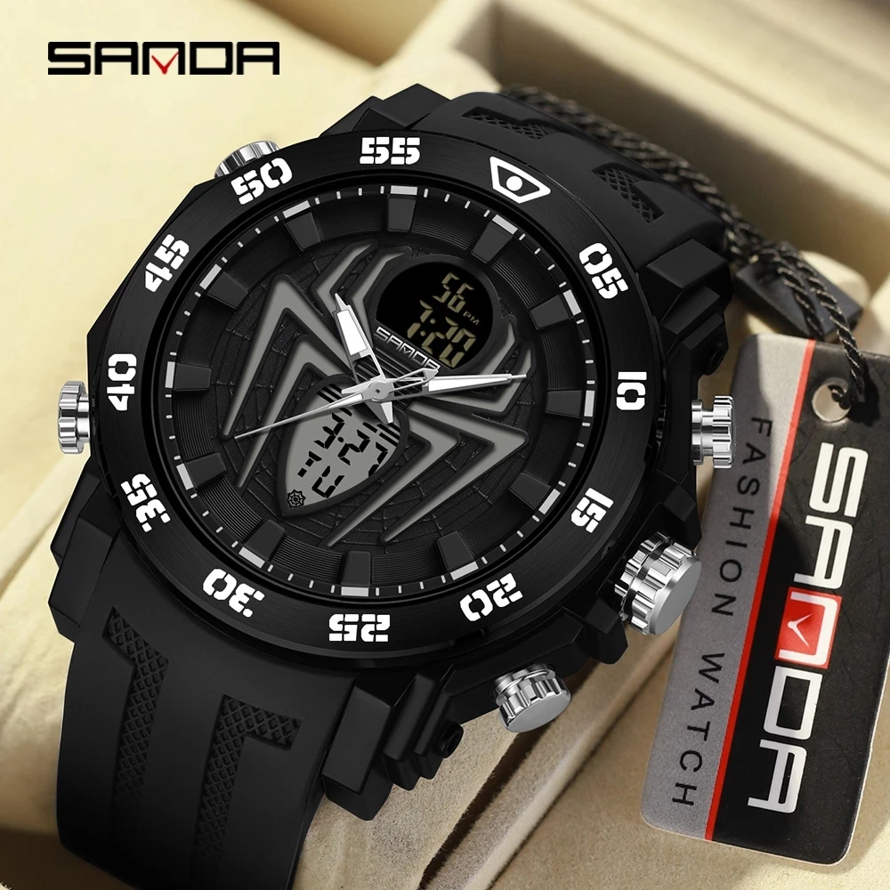 

2023 SANDA Men's Watches Sport Military Quartz Watch 50M Waterproof Wristwatch for Male Clock Stopwatch Relogios Masculino 6111