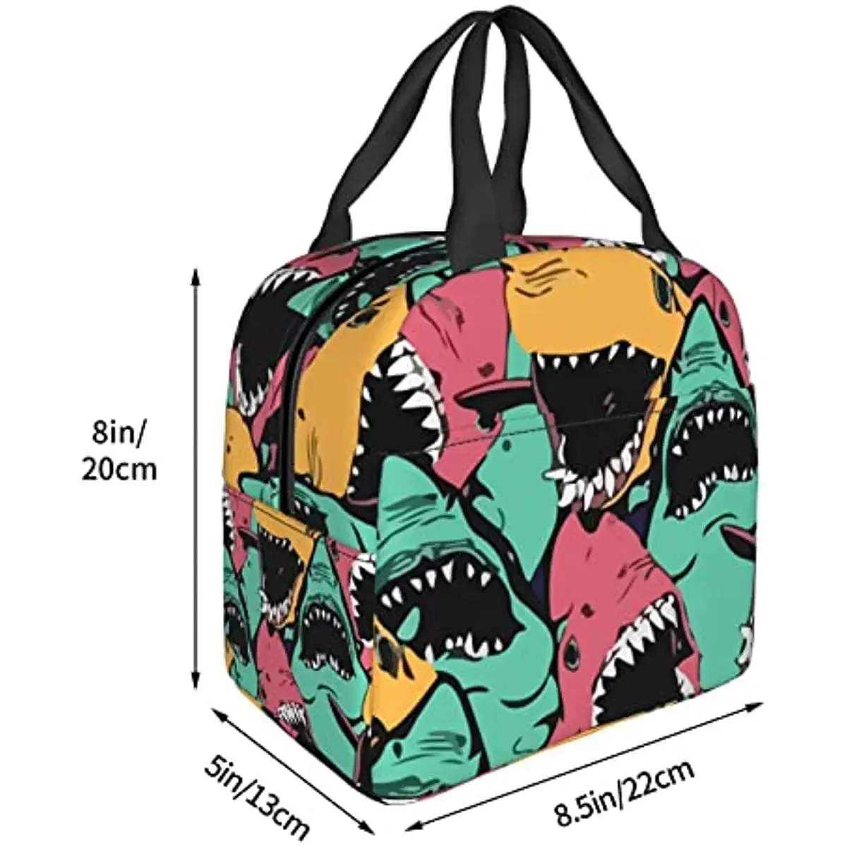 Многоцелевая большая сумка с принтом акулы и глубоководных существ из материала