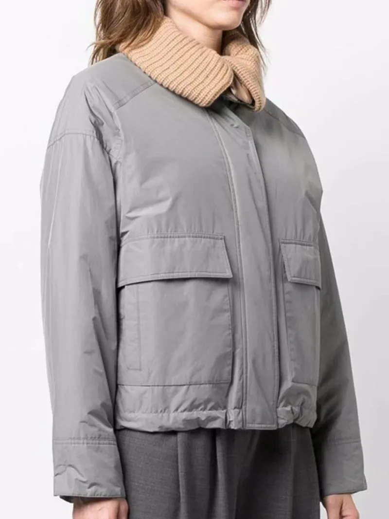 

Women's Down Coat Zipper Pockets Splicing Casual Jacket