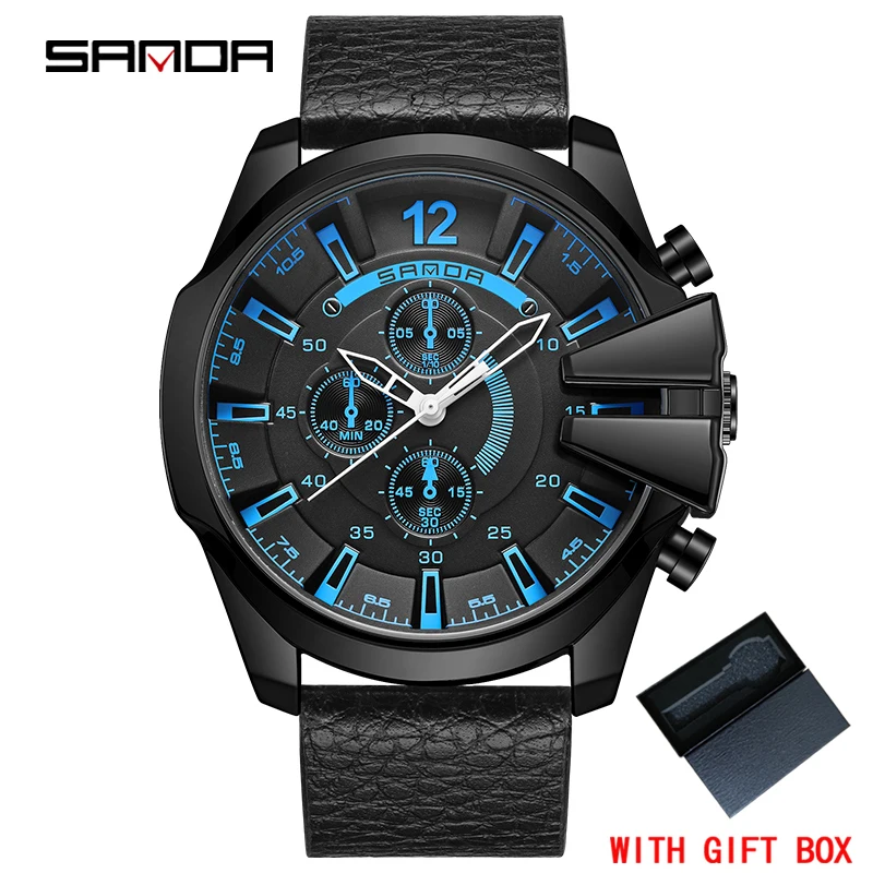

SANDA Top Brand Men's Watches Luxury Business Male Clock Fashion Leather Quartz Wristwatch for Man Gifts Relogio Masculino