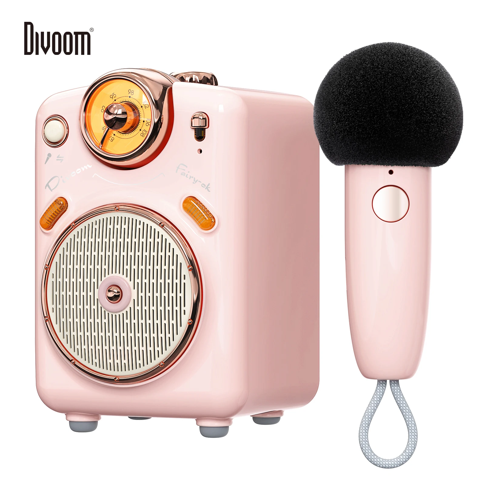 

Оригинальная портативная BT Колонка Divoom Fairy-OK с микрофоном, функцией караоке и голосовым изменением, FM-радио, TF-картой