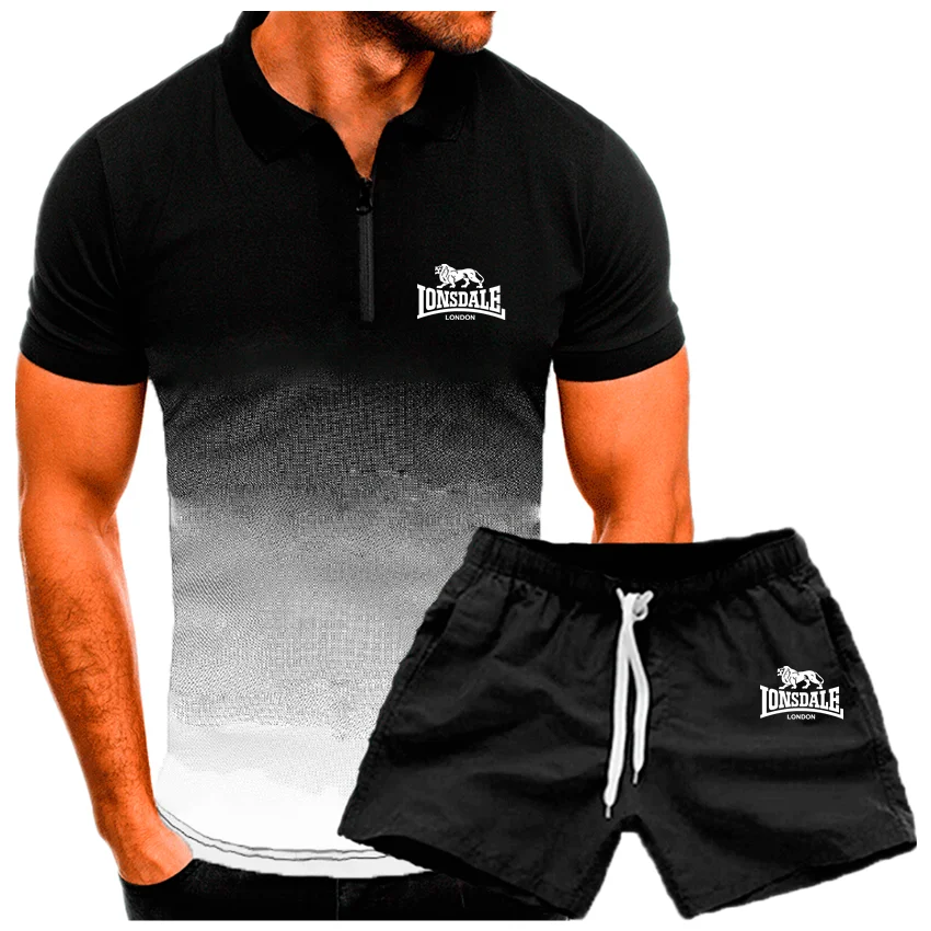 Летняя мужская спортивная одежда LONSDALE с буквенным принтом 2022 футболка + брюки
