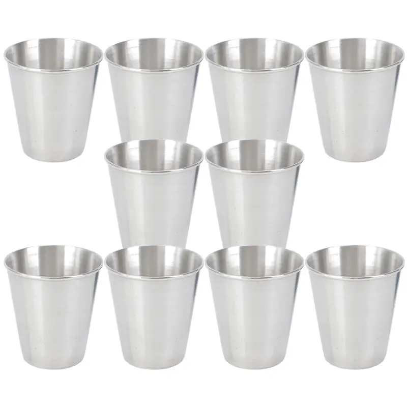 

10Pcs Stainless Steel Compact Convenient Daily Use Drink Cup Home Supply Wine Cup Water Cup for Liquor