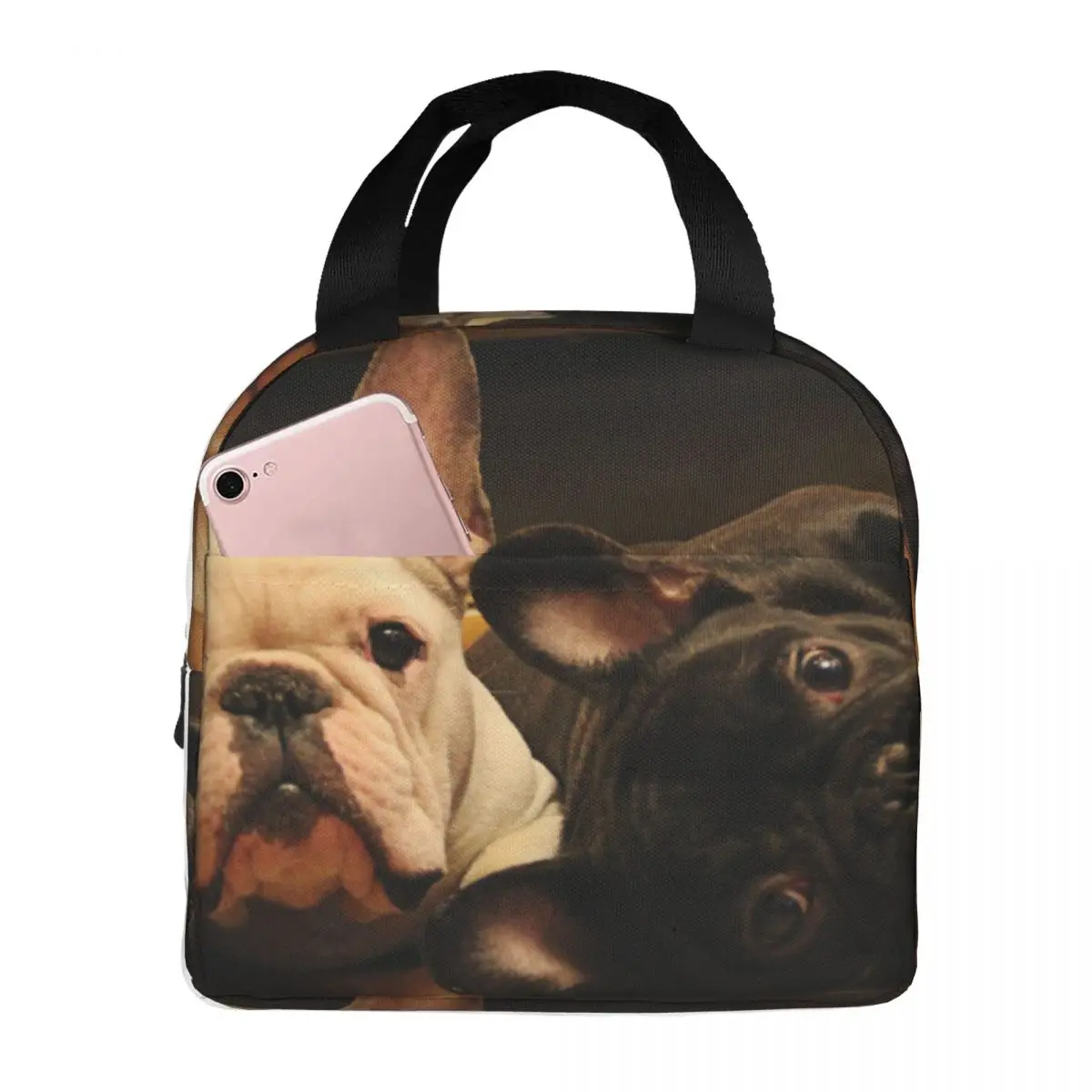 

French Bulldog Portable Insulated Oxford Lunch Bag Reusable Lunch Box Lunch Organizer Thermal Cooler Tote Bag