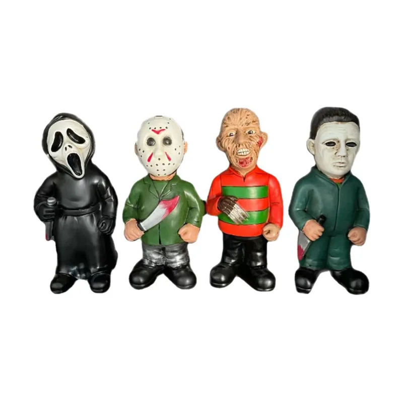 

1/4Pcs 18CM Halloween Freddys Jason Michael Myers Scary Movie Ghost Face Resin Figure Toys Home Decorations Resin Crafts