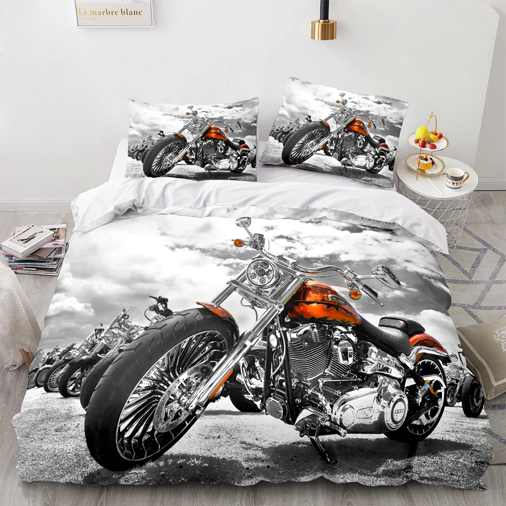 

Classic motorcycle Bedding Set Single Twin Full Queen King Size Retro Bed Set Aldult Kid Bedroom Duvetcover Sets 3D Print 034