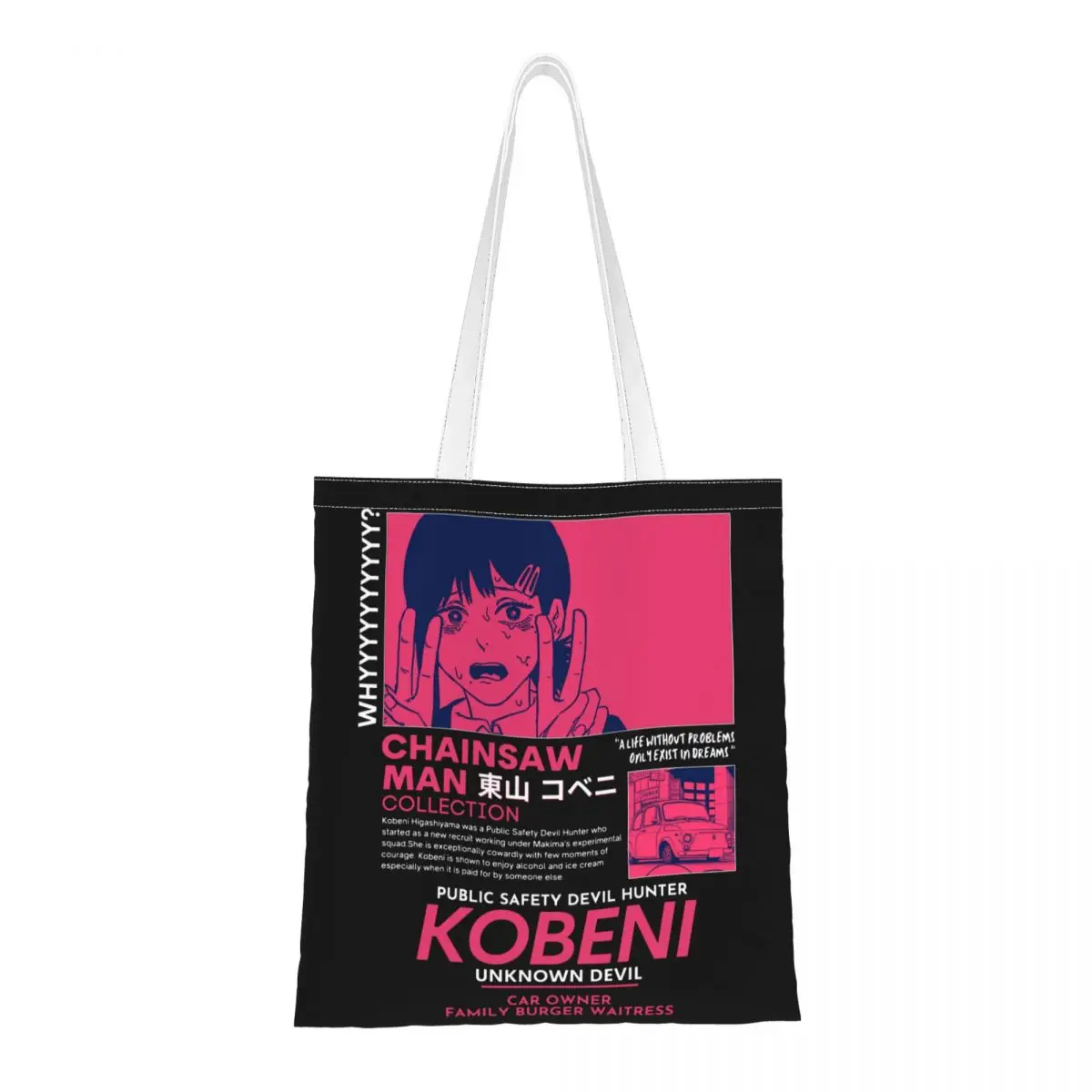

Холщовые сумки для покупок с цепной пилой на заказ для мужчин и женщин, многоразовые сумки для продуктов в стиле Харадзюку, Аниме Манга Kobeni ...