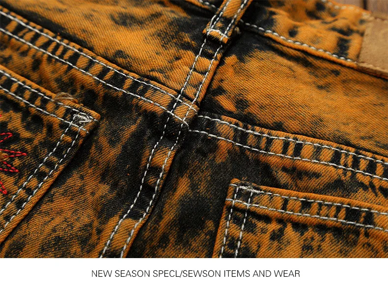 Retro Tide Pants Trade Jeans Mens Holes Old Straight Jeans for Men