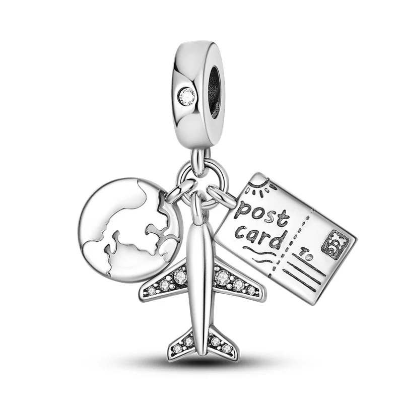 

Лидер продаж 100%, бусины-шармы серебряного цвета в виде земляного самолета для серебра 925 пробы, оригинальное ожерелье для браслета панк, Жен...