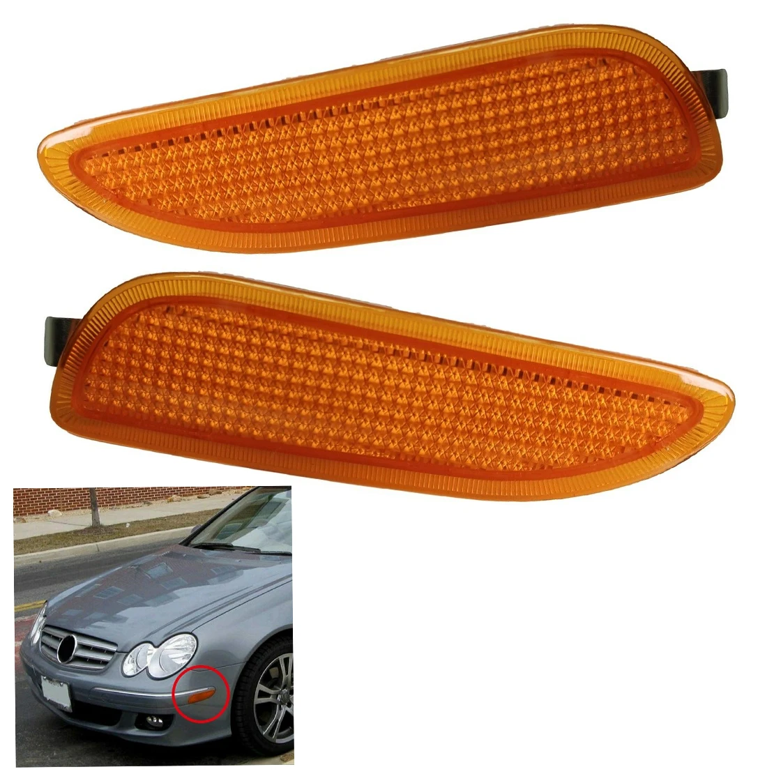 

MB2554106 1 Pair Car Front Bumper Marker Light Turn Signal Lamp A2098200121 Fit for Mercedes Benz CLK 320 350 430 500 550 63 AMG