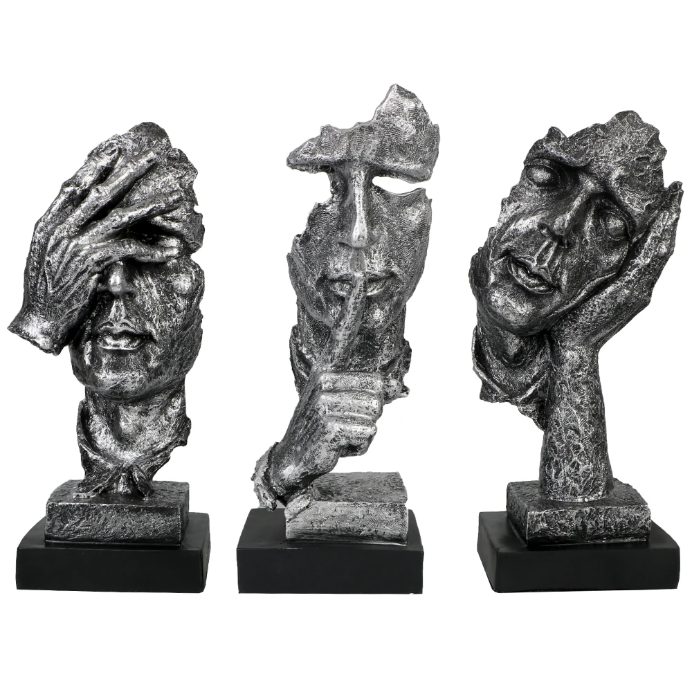 

Modern Art Abstract Sculpture Figurine Ornament Resin Decor Silence Is Gold Nordic Office Home Decoration Accessories