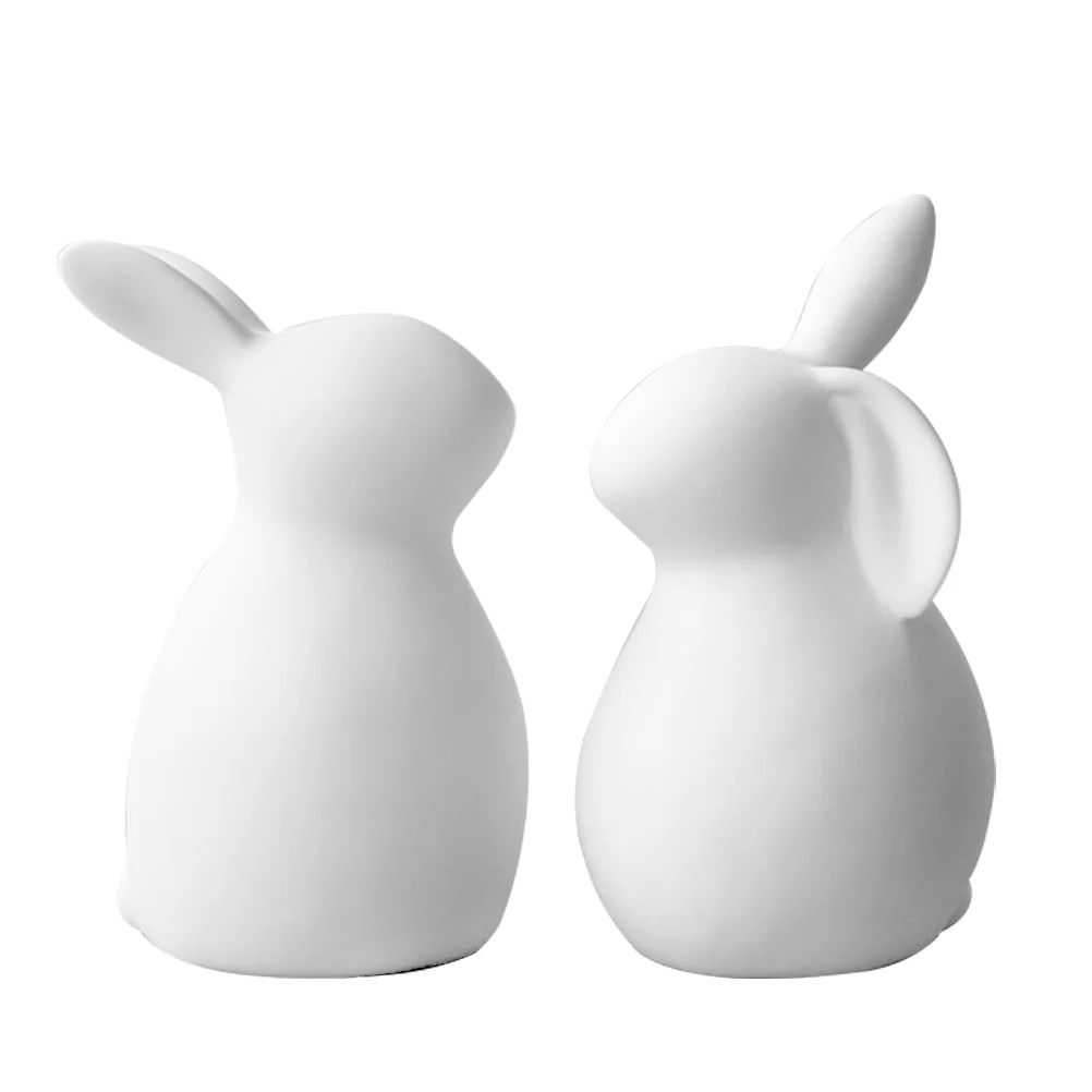 

2pcs Ceramic Rabbit Craft Creative Desktop Rabbit Decorations Rabbit Adornment