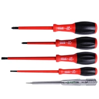 4pc insulated screwdriver set vde 1000v household electrical screwdriver magnetic phillips slotted bit electrician repair tool