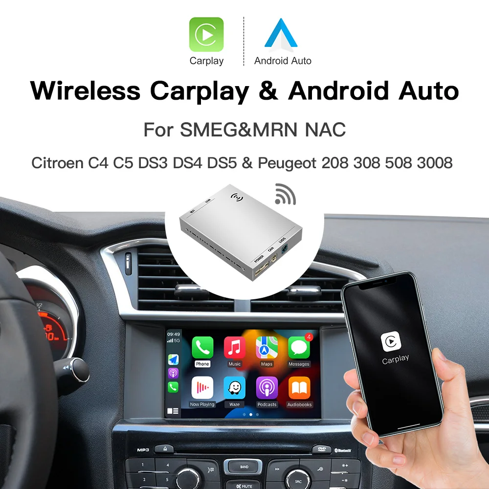 

CARABC Wireless Apple Carplay Android Auto For Peugeot&Citroen SMEG&MRN NAC 208 308 508 3008&C4 DS3 DS5 Support Reverse Camera